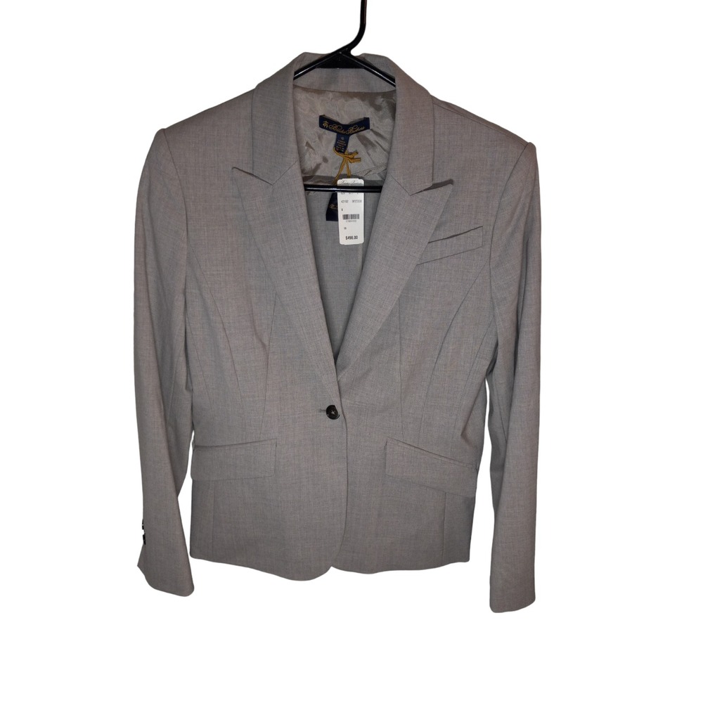 Womens Brooks Brothers Lanificio di Tollegno Gray Wool Blazer Jacket Size 10